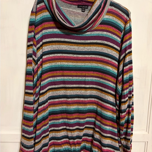 Lane Bryant Sweaters - Lane Bryant Vibrant Striped Cowl Neck Sweater